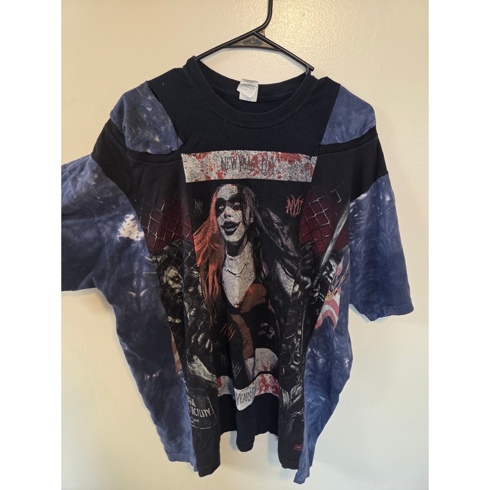 New Years Day Ash Costello Reworked Graphic T-Shirt Blue Tie Dye Mens Large